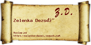 Zelenka Dezső névjegykártya